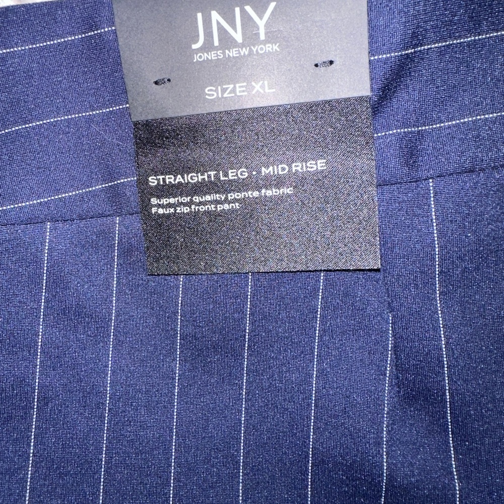 JNY Navy Pinstripe Straight Leg Pants